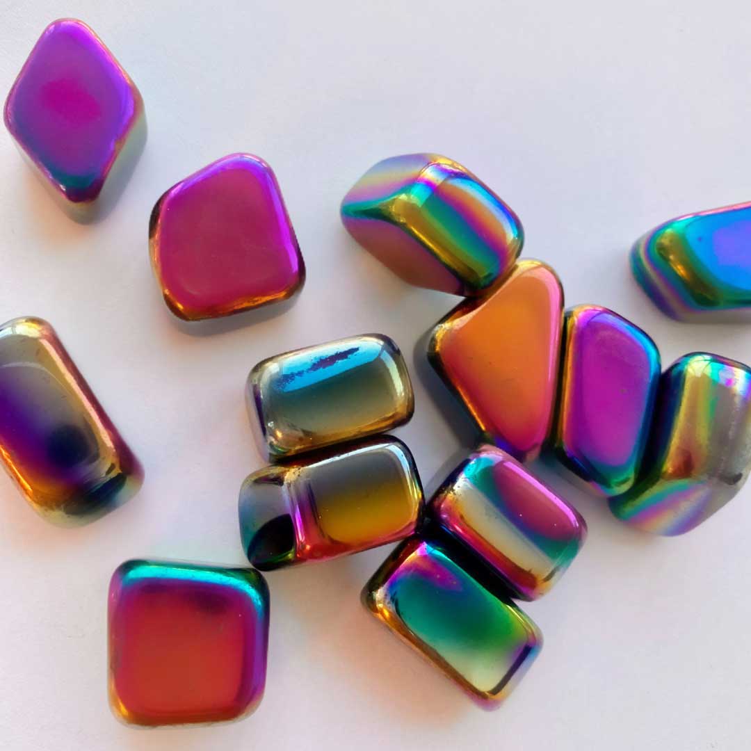 A Rainbow Hematite Palm Crystal